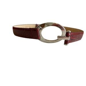Rolfs Genuine Leather Snake Print Python Statement Belt Deep Rose